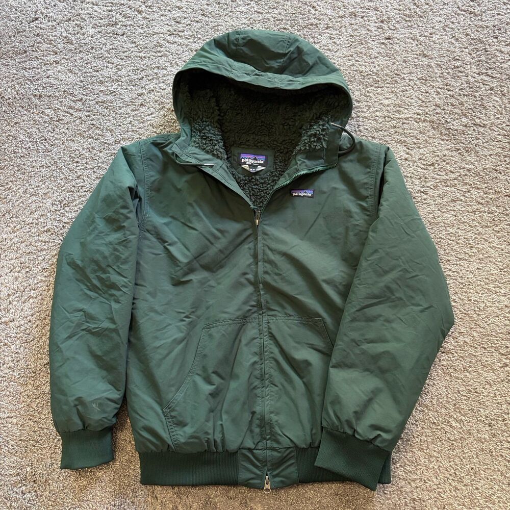 Patagonia Lined Isthmus Hoody Hoodie Jacket Sherpa Pile Fleece Green Sz Medium